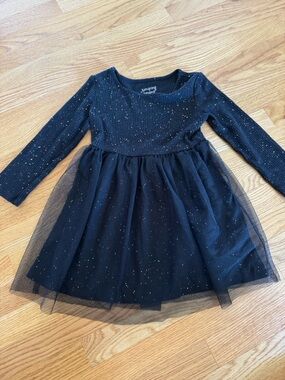 Toddler Girl Black Glitter Tulle Dress